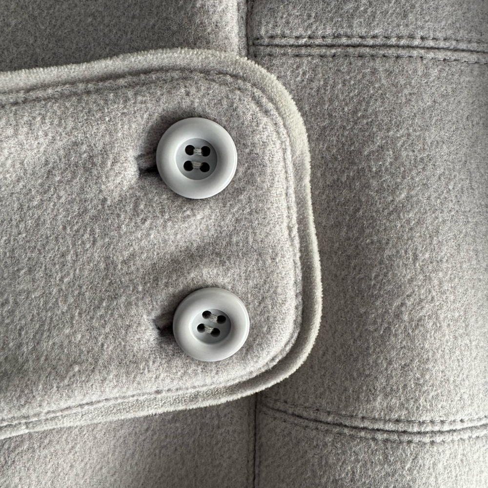 Wool Peacoat Double Breasted Taupe Gray Minimalist Coat – Tahari - Picture 5 of 10